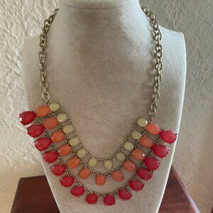 Simply Vera Vera Wang Red Coral Yellow Faceted Bib Statement Necklace